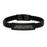 Carpenter's Humorous Gift for Birthday, Interlaced Leather Bracelet from Friends to Men, Funny Quote Included - Gifts from Men to Carpenter - Image 1